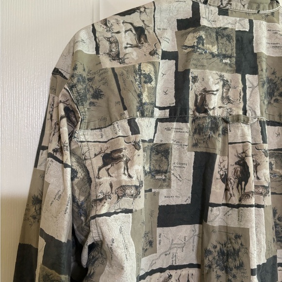 Vintage 90s Y2K Columbia Patchwork Graphic Deer Long-Sleeve Button-Down Shirt - Picture 12 of 15